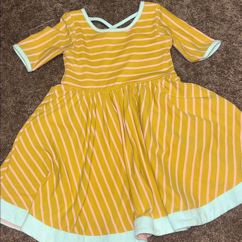 SweetHoney Yellow and Pink Striped Dress